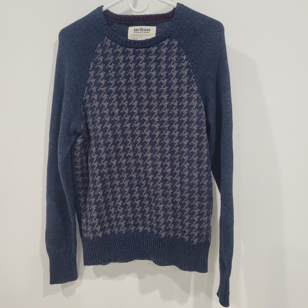 Urban Pipeline Navy and Gray Crewneck Sweater / Houndstooth / Size Small